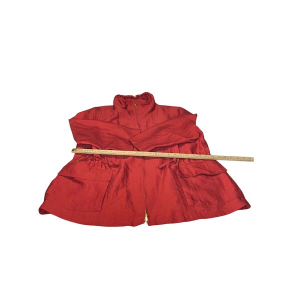 Lafayette 148 New York Red Anorak Jacket XL – Silk Blend Drawstring Coat - Picture 5 of 9